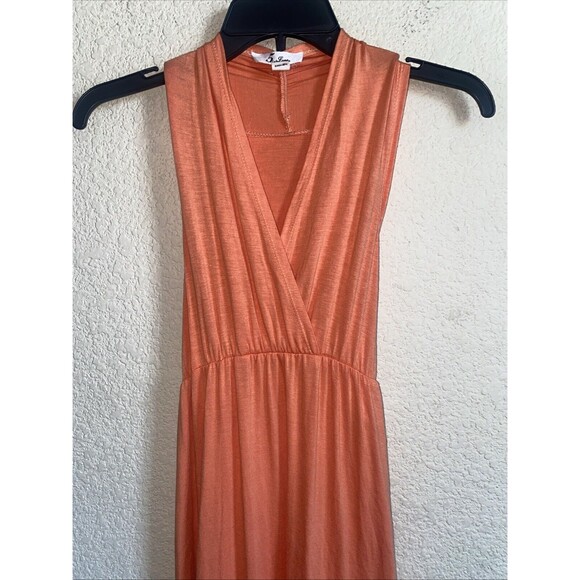 5th & Love Women Maxi Long Tank Dress Coral M V Neck Tie Back Tropical Summer - Picture 2 of 7